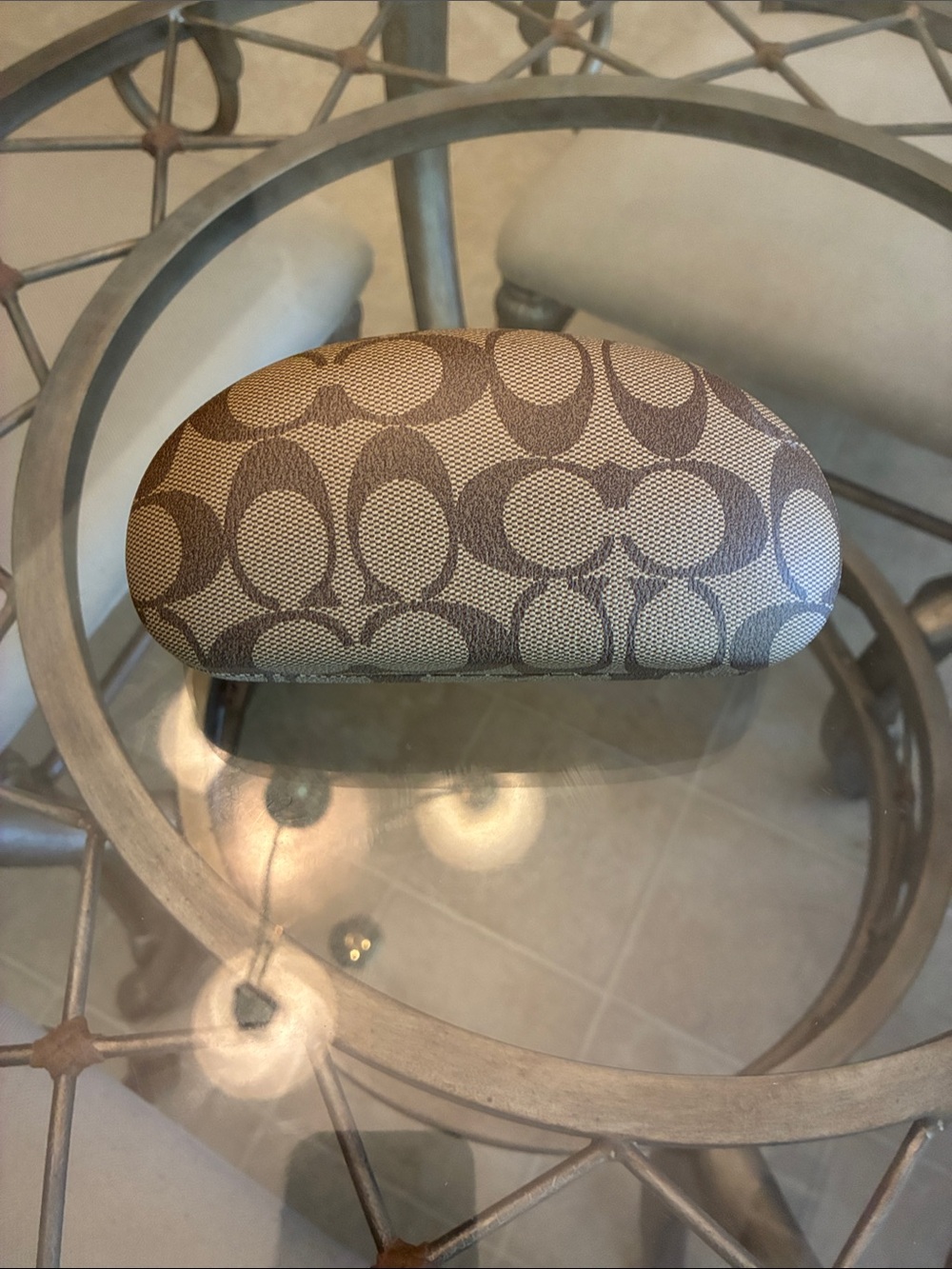 Coach Monogram Eyewear Case in Brown and Tan